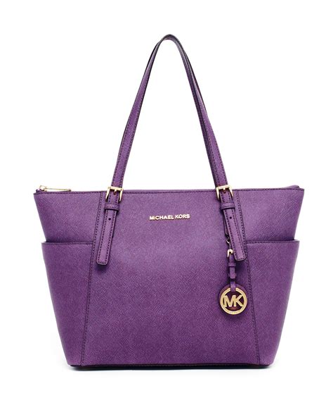 michael kors dark purple bag|Michael Kors purple tote bag.